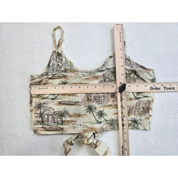 American Eagle Womens Tropical Print Crop Top Spaghetti Straps Size S - Picture 4 of 4